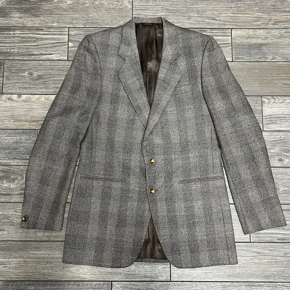 VTG 80's LeBaron Tweed Blazer 40X 40R Union Made USA Herringbone Ivy Sport Coat - Picture 6 of 16